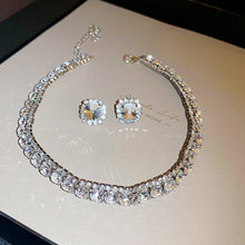 Load image into Gallery viewer, Earrings & Necklace Set -  Square Elegant High-grade Clavicle Chain & Earrings