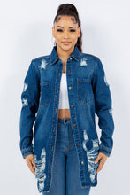 Load image into Gallery viewer, American Bazi Distressed Button Up Long Sleeve Denim Jacket