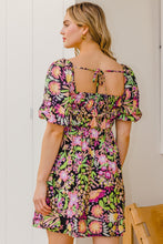 Load image into Gallery viewer, ODDI Full Size Floral Tie-Back Mini Dress