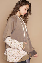 Load image into Gallery viewer, POL Floral Patchwork Distressed Drawstring Hoodie