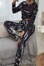 Load image into Gallery viewer, Shiny Tie-Dye Round Neck Top and Drawstring Waist Joggers Lounge Set