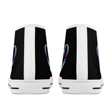 Load image into Gallery viewer, Ti Amo I love you - Exclusive Brand - Black - Colorful Hearts - High-Top Canvas Shoes - White Soles