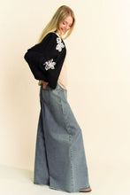 Load image into Gallery viewer, Davi & Dani Floral Applique Open Front Dropped Shoulder Cardigan