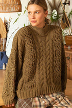 Load image into Gallery viewer, POL Mock Neck Cable Knit Sweater