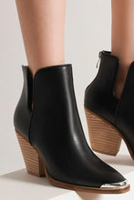 Load image into Gallery viewer, Beast Fashion Pointed Metal-Tip Toe Block Heel Ankle Boots