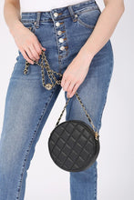 Load image into Gallery viewer, Round Quilted Chain Trim Crossbody Bag
