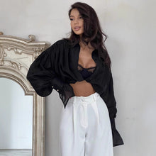 Load image into Gallery viewer, Womens Ins French Lantern Sleeve Shirt Fashion Button Lapel Long Sleeved Top