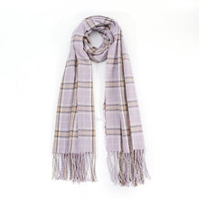 Load image into Gallery viewer, Striped Plaid Fringed Scarf