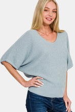 Load image into Gallery viewer, Zenana V-Neck Short Sleeve Dolman Sweater