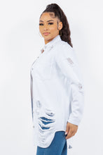 Load image into Gallery viewer, American Bazi Distressed Button Up Long Sleeve Denim Jacket