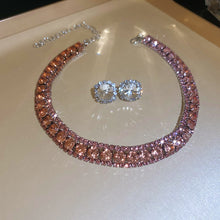 Load image into Gallery viewer, Earrings & Necklace Set -  Square Elegant High-grade Clavicle Chain & Earrings