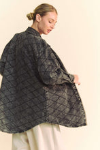 Load image into Gallery viewer, Davi & Dani Curved Hem Diamond Quilted Button Up Denim Shacket