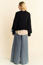 Load image into Gallery viewer, Davi & Dani Floral Applique Open Front Dropped Shoulder Cardigan