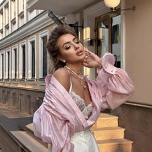 Load image into Gallery viewer, Womens Ins French Lantern Sleeve Shirt Fashion Button Lapel Long Sleeved Top