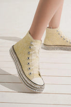 Load image into Gallery viewer, Beast Fashion Glitter Lace-Up Studded Platform Sneakers