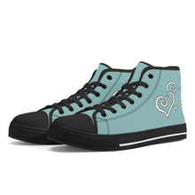 Load image into Gallery viewer, Ti Amo I love you - Exclusive Brand - Shadow Green 2 - Double White Heart High-Top Canvas Shoes - Black Soles