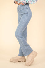 Load image into Gallery viewer, VERY J Washed Denim Stretchy Crossover Waist Leggings