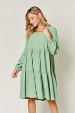 Load image into Gallery viewer, Double Take Full Size V-Neck Balloon Sleeve Tiered Dress