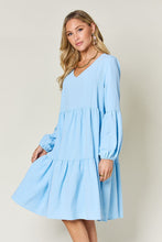 Load image into Gallery viewer, Double Take Full Size V-Neck Balloon Sleeve Tiered Dress