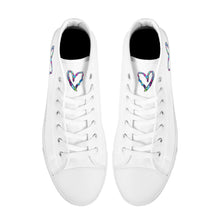 Load image into Gallery viewer, Ti Amo I love you - Exclusive Brand - White - Colorful Hearts - Womens High-Top Canvas Shoes - White Soles