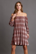 Load image into Gallery viewer, Umgee Off-Shoulder Balloon Sleeve Velvet Mini Dress