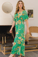 Load image into Gallery viewer, ODDI Full Size Floral Smocked Tied Back Maxi Dress