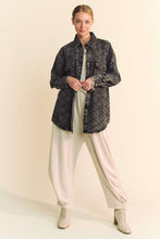 Load image into Gallery viewer, Davi & Dani Curved Hem Diamond Quilted Button Up Denim Shacket