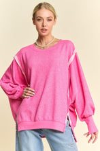 Load image into Gallery viewer, Davi & Dani Side Slit High-Low Lantern Sleeve Knit Top