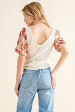 Load image into Gallery viewer, And The Why Full Size Floral Print Textured Sleeve Knit Top