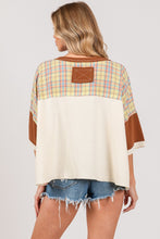 Load image into Gallery viewer, SAGE + FIG Round Neck Plaid Star Patch T-Shirt