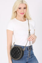 Load image into Gallery viewer, Round Quilted Chain Trim Crossbody Bag