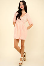 Load image into Gallery viewer, VERY J Lace Detail Puff Sleeve Romper with Pockets