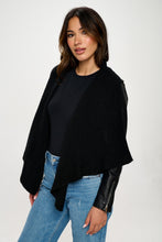 Load image into Gallery viewer, Coalition LA Knit Collared Faux Leather Crop Jacket