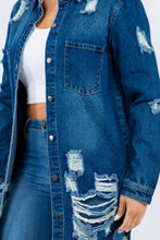 Load image into Gallery viewer, American Bazi Distressed Button Up Long Sleeve Denim Jacket