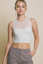 Load image into Gallery viewer, Love Tree Round Neck Ribbed Cropped Mesh Tank