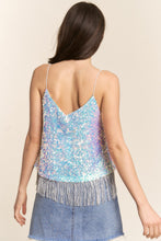 Load image into Gallery viewer, J.NNA Sequin Tassel Hem Flowy Cami