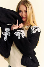 Load image into Gallery viewer, Davi & Dani Floral Applique Open Front Dropped Shoulder Cardigan