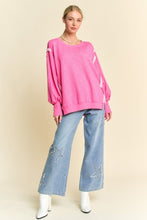 Load image into Gallery viewer, Davi & Dani Side Slit High-Low Lantern Sleeve Knit Top