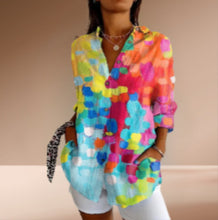 Load image into Gallery viewer, Womens Floral Print Long-sleeved Casual Button Top