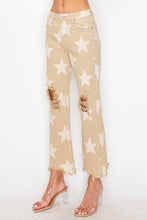 Load image into Gallery viewer, RISEN Full Size High Rise Star Printed Frayed Hem Jeans