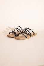 Load image into Gallery viewer, Temira - Black - Strappy - Open Toed - Studded Flat Square Slides