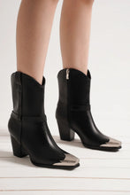 Load image into Gallery viewer, Beast Fashion Faux Leather Metal Toe Ankle Boots