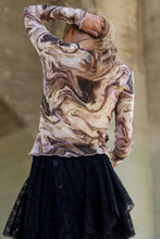 Load image into Gallery viewer, J.NNA Marble Design Long Sleeve Mesh Top