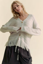 Load image into Gallery viewer, Davi & Dani Fringe V-Neck Button Up Long Sleeve Cardigan