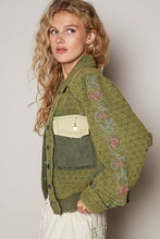 Load image into Gallery viewer, POL Embroidered Sleeve Raw Edge Quilted Jacket