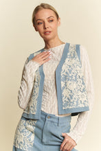 Load image into Gallery viewer, Davi & Dani Lace Patch Open Front Denim Vest
