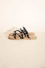 Load image into Gallery viewer, Temira - Black - Strappy - Open Toed - Studded Flat Square Slides