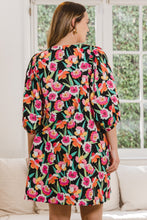 Load image into Gallery viewer, ODDI Floral Puff Sleeve Mini Dress