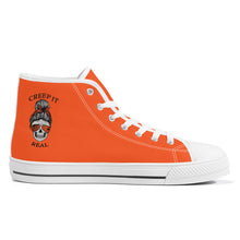 Load image into Gallery viewer, Ti Amo I love you - Exclusive Brand - Orange - Mama Skeleton - CREEP IT REAL - High-Top Canvas Shoes - White Soles