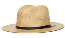 Load image into Gallery viewer, Striped Bow Flat-brimmed Straw Top Hat
